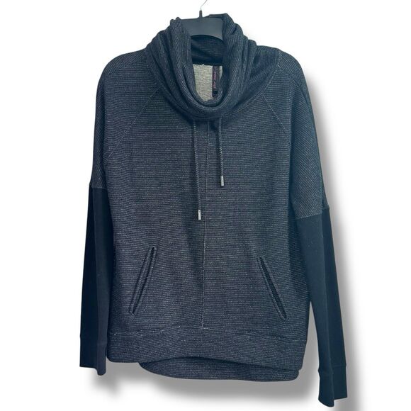 Betsey Johnson Performance Black Striped Cowl Neck Pullover Womens Size M - Picture 1 of 9